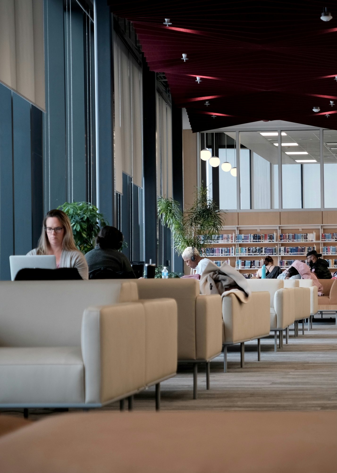 Doctorant en bibliothèque travaillant sur sa thèse